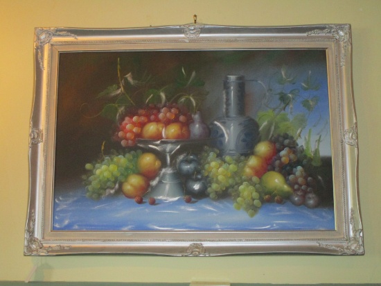 Oil on Canvas - Still Life In Silver Painted Frame