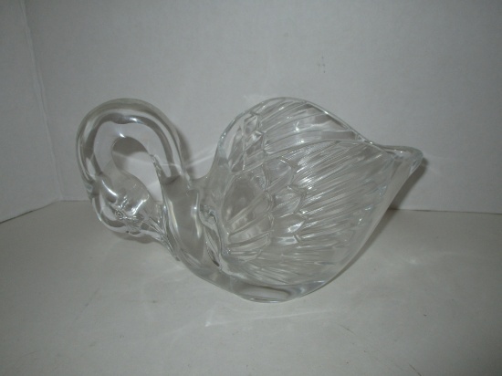 Clear Pressed Glass Swan