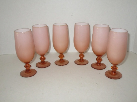 Lot - 6 Peach Glass Sherries