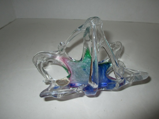 Vintage 4 1/2" Murano Glass Sculpture w/ Original Label - Worn