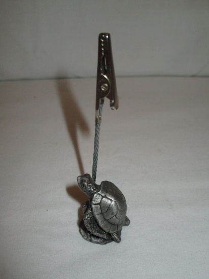 Pewter Turtle Note Clip - TOO CUTE! 3.5" tall