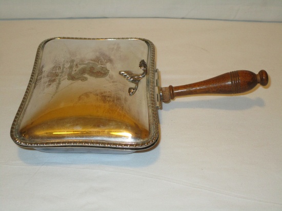Silver-plate Silent Butler w/ Wood Handle