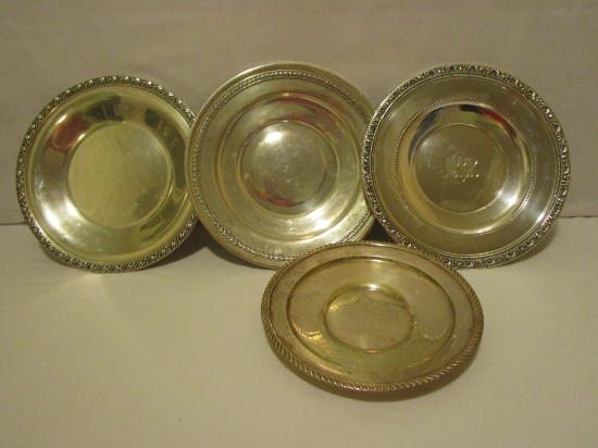 4 Sterling Trays - 9", 9 1/4" , 8 1/4"