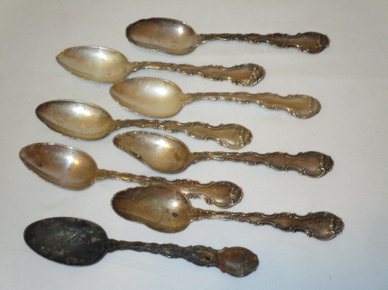 (8) 1897 Sterling Spoons - all w/ degrees of damage