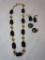 Vintage Black & Goldtone Necklace & Earrings