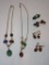 Scarab Lot - 2 Necklaces, 3 Pairs of Earrings, 2 Lapel Pins