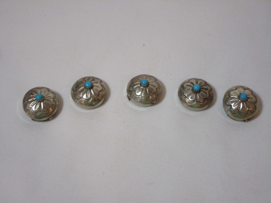 (5) Sterling Shirt Studs w/ Turquoise Stones