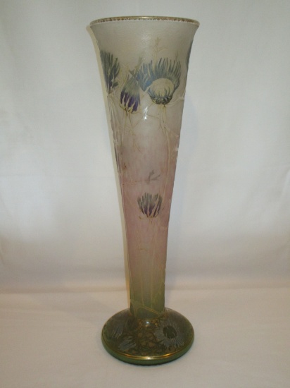 DAUM NANCY Cameo Art Glass 19 1/2" Vase Circa 1910 - Excellent Condition