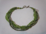 Awesome Necklace of Beads & Crystals w/ Sterling Clasp