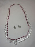 Red & Clear Crystal Necklace & Earring Set