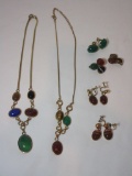 Scarab Lot - 2 Necklaces, 3 Pairs of Earrings, 2 Lapel Pins