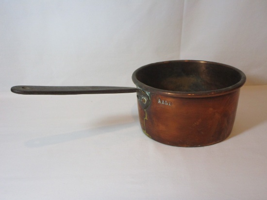 Early 8" Copper Pot w/ Handle - Stamped AALB