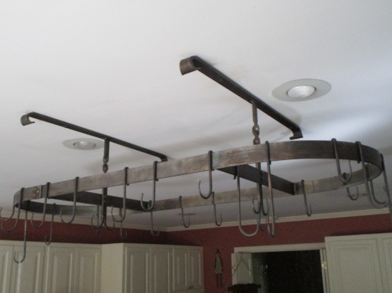 Impressive Large Iron Hanging Pot Rack