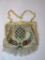 Awesome Vintage Purse - Beaded Design with Fringe  - Bakelite Clasp & Linked Chain Style Handle & Si