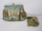 Vintage Silk Purse with Vintage Water Scene with Matching Compact - Made in Italy