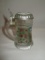 Glass Stein with Pewter Lid  -  German Pub Scene Decal