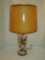 Retro Lamp - White with Green Flowers & Leaves