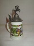 Small Semi-Porcelain Stein with Pewter Lid