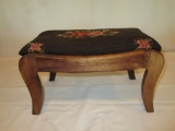 Small Footstool (Mahogany with Needlepoint Seat)