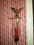 Brass Wall Sconce with Eagle Motif & Glass Globe