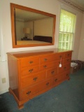 Kling Maple Dresser with Unattached Mirror   6 over 2 (1 pull missing)
