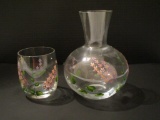 Glass 2 Piece Tumble Up with Applied Floral Decoration