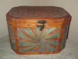 Woven Wicker & Bamboo Chest with Metal Clasp Lock