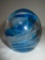 Artist Signed Art Glass Paperweight - Blue & White Floral Design - Dated '81