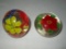 Lot - Art Glass Paperweights w/ Floral Design