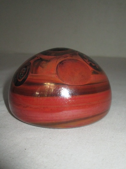Artist Signed Art Glass Paperweight Dated 1977 - Rich Copper Color Infused Throughout