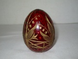 Faberge Style Ruby Glass Egg w/ Gilt Accent - Handmade St. Petersburg w/ Original Label