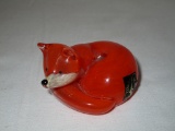 Paul Miller Signed Art Glass Fox Paperweight w/ Langham Glass Label