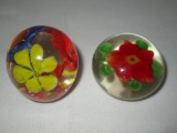 Lot - Art Glass Paperweights w/ Floral Design
