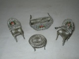 Lot - Vintage Metal Doll House Patio Furniture