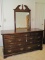 Mahogany Dresser w/ Unattached Mirror w/ Arched Pediment - Dresser has Traditional Pulls