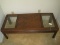 Oak Coffee Table w/ Beveled Glass Inserts - 15.5