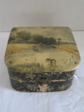 Vintage Hanky Box - Celluloid Top w/ Farm Scene