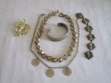 Lot Silver Jewelry - Cuff & Chains