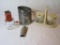 Lot - Vintage Sifter, Nutmeg Grinder & Condiment Jar