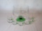 Footed Clear Glass Punch Bowl with Green Pedestal Base