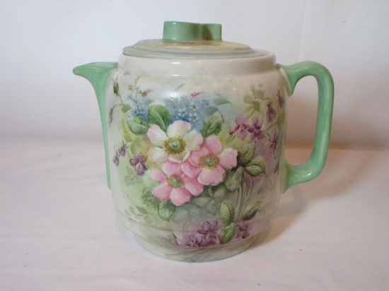 Hand Painted Porcelain Coffee Pot  8"