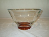 Clear Glass Salad Bowl with Amber Base