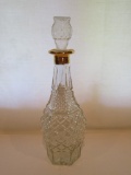 Pressed Glass Decanter with Stopper   13 1/2