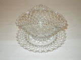 Clear Glass Hobnail Mayo Dish & Underplate    6