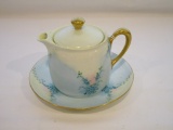 Silesia Hand Painted Creamer with Lid & Underplate   5 1/2