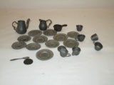 Lot - Misc. Pewter Tea Set Pieces & Other  23 Pieces