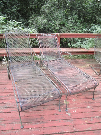 Pair Wrought Iron Lounge Chairs