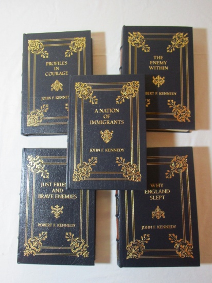 Book Lot - 5 Collector's Edition Leather Bound Books - John F. Kennedy &
