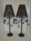 Too funky! Pr. Candle Sticks w/Beaded Spider Web Shades w/ Dangling Spiders