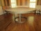 Great Rustic 6' Round Dining Table w/Weathered Metal Band & Pedestal Base